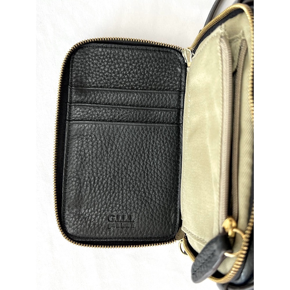 G.I.L.I. Pebbled Leather Mini Crossbody Black - Picture 2 of 9